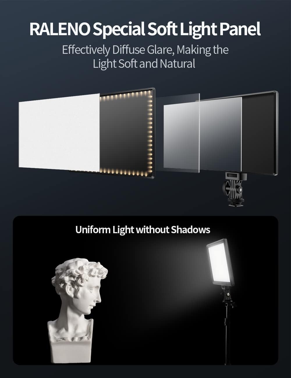 RALENO LED Video Light, Camera Light for Pictures Recording with Black - Image 2