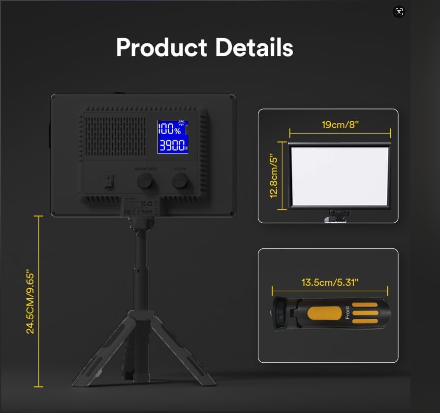 RALENO LED Video Light, Camera Light for Pictures Recording with Black - Image 4