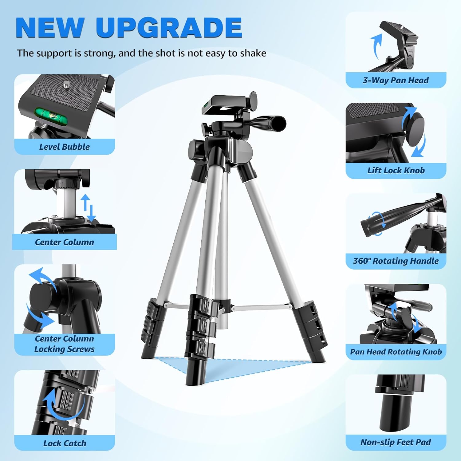 Phone Tripod, Lusweimi 44-inch iPhone Tripod with 44-inches, black - Image 3