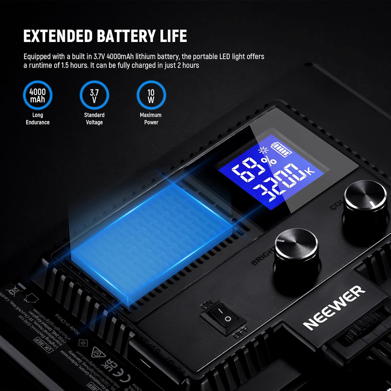 NEEWER 9" LED Video Light Panel, Dimmable DSLR Camera Soft Lighting with... - Image 4