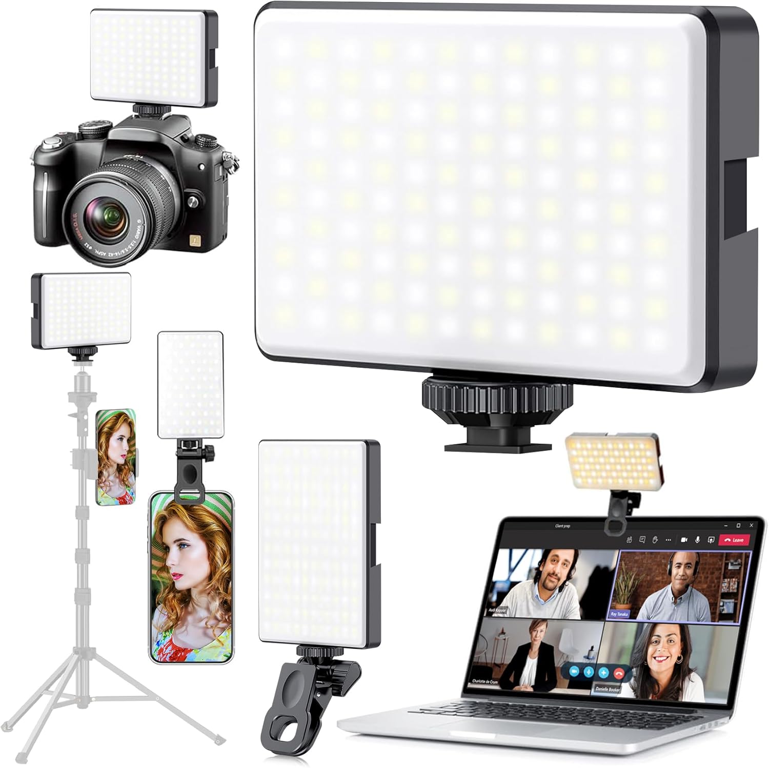 98 LED Portable Selfie Light Video Conference Lighting with Clip & Camera...