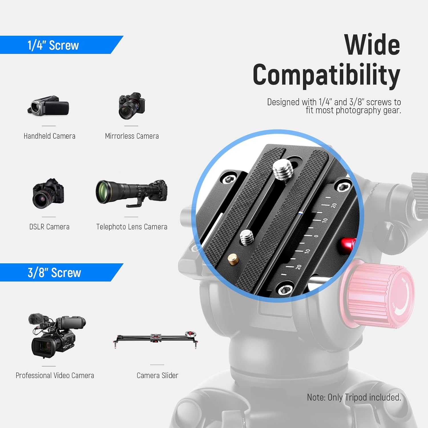 NEEWER 79"/200cm Video Tripod, Heavy Duty Aluminum Alloy Camera Tripod Black - Image 8