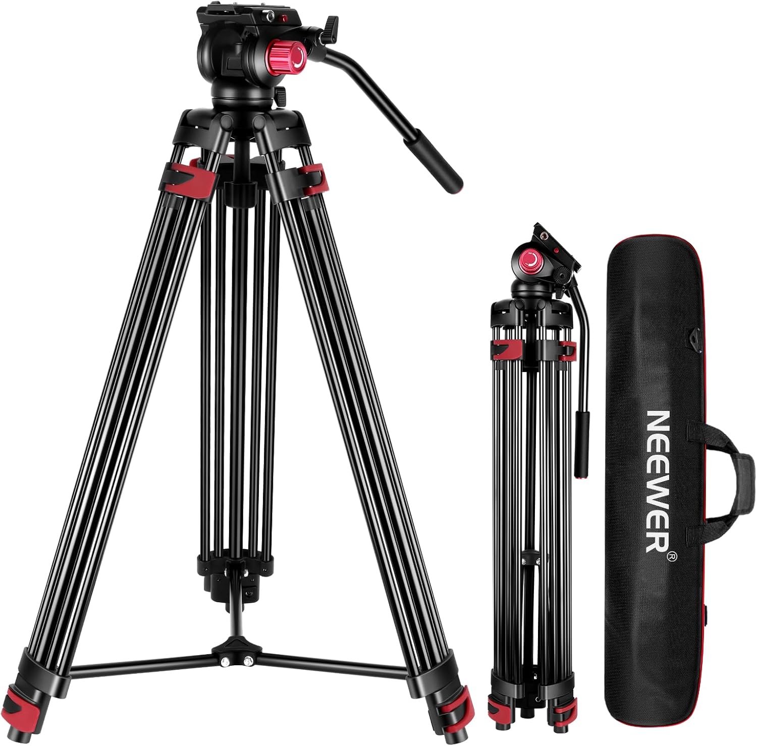 NEEWER 79"/200cm Video Tripod, Heavy Duty Aluminum Alloy Camera Tripod Black