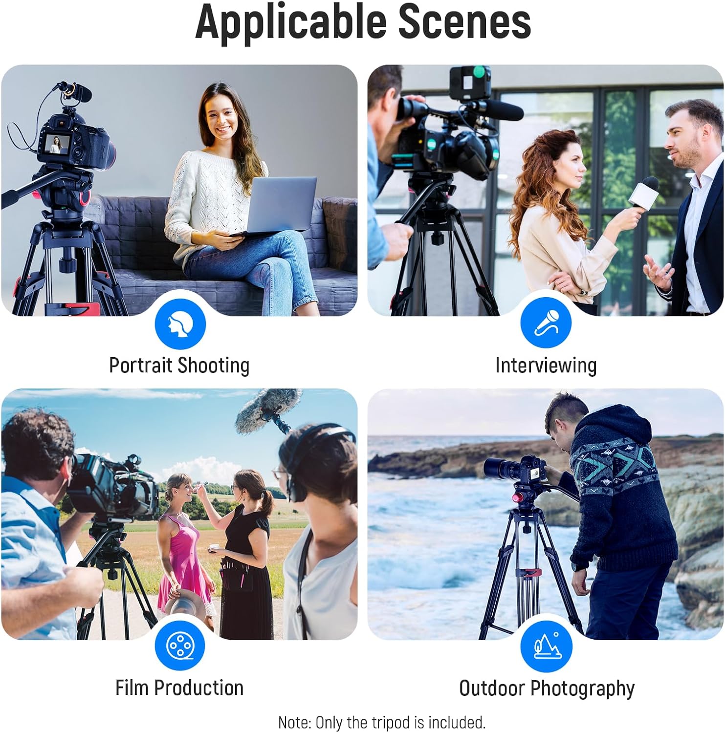 NEEWER 79"/200cm Video Tripod, Heavy Duty Aluminum Alloy Camera Tripod Black - Image 5