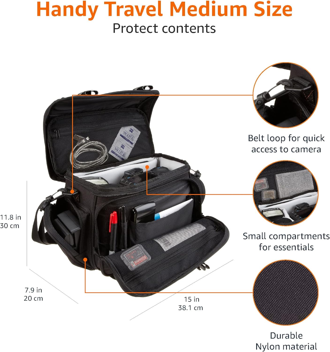 Amazon Basics Large DSLR Gadget Bag, Black with Grey Interior - Image 5