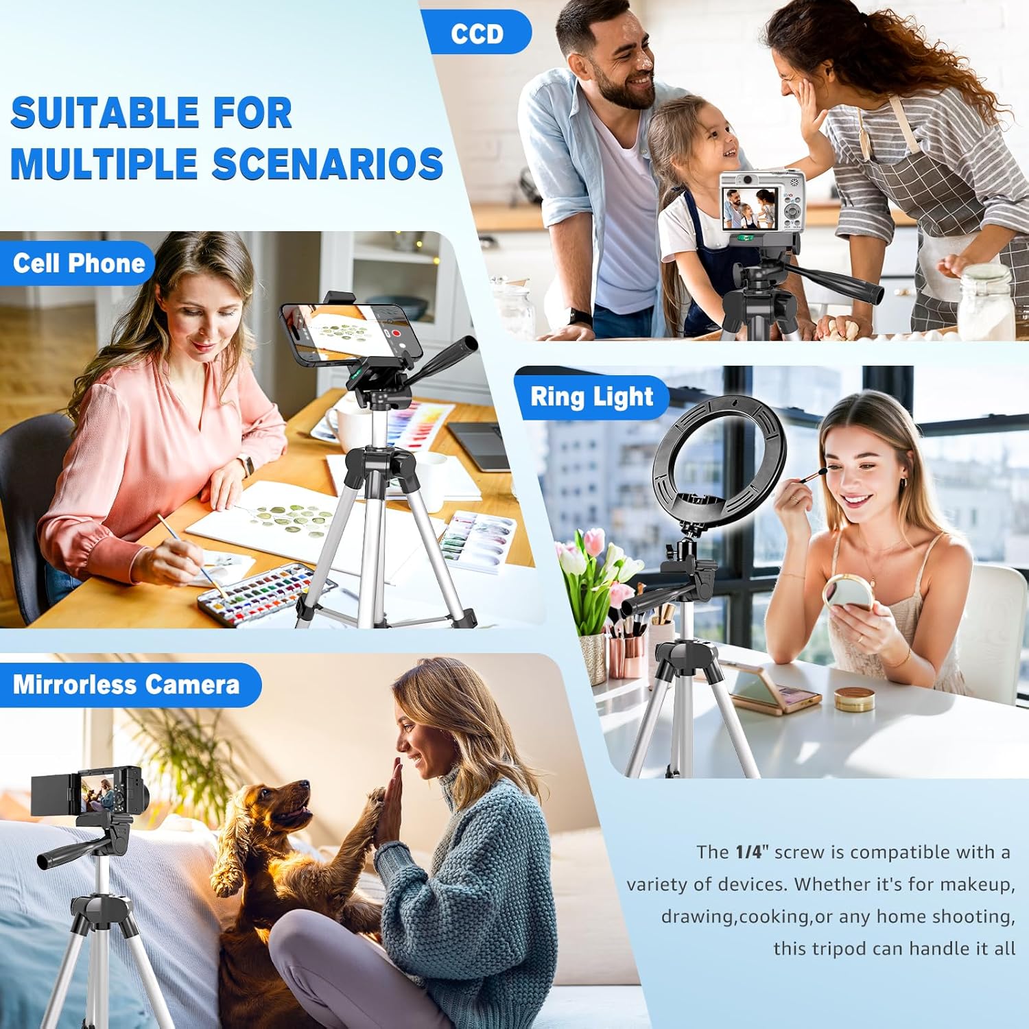 Phone Tripod, Lusweimi 44-inch iPhone Tripod with 44-inches, black - Image 6