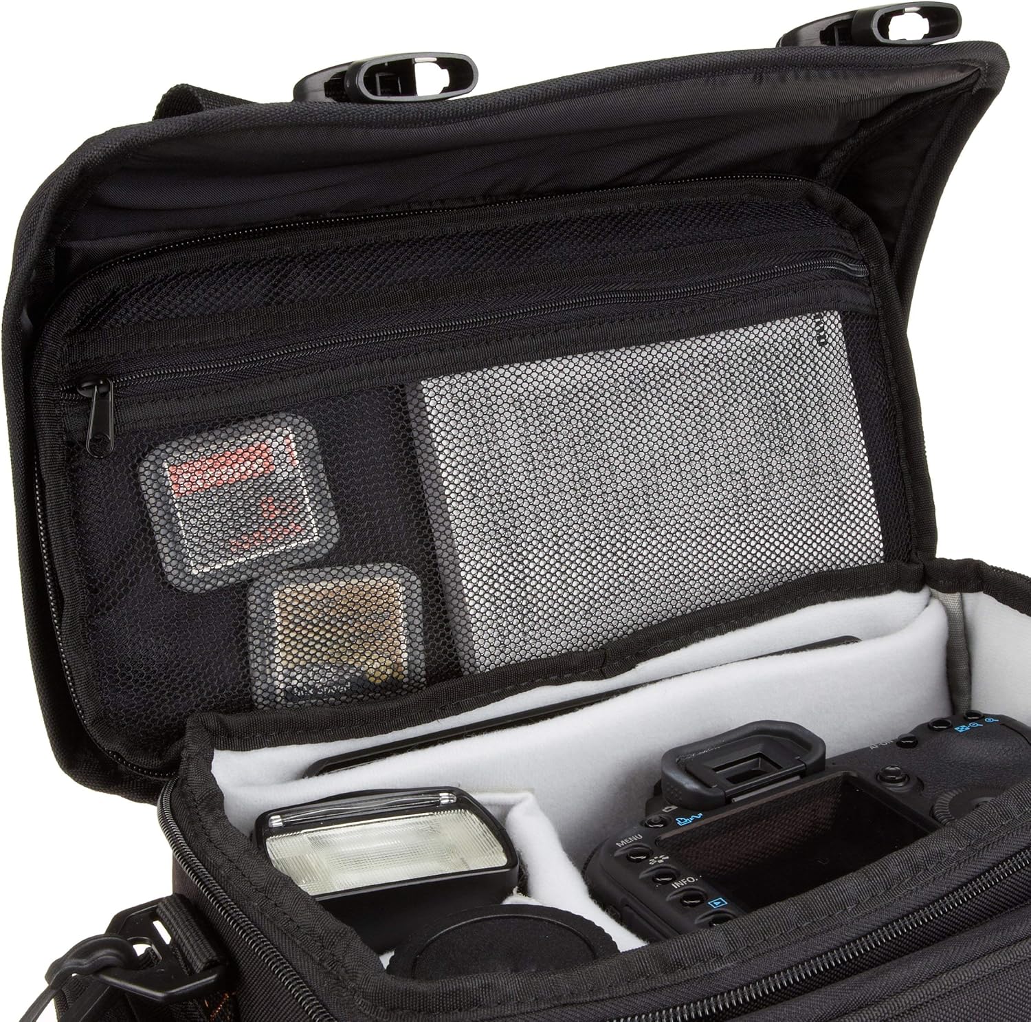 Amazon Basics Large DSLR Gadget Bag, Black with Grey Interior - Image 7