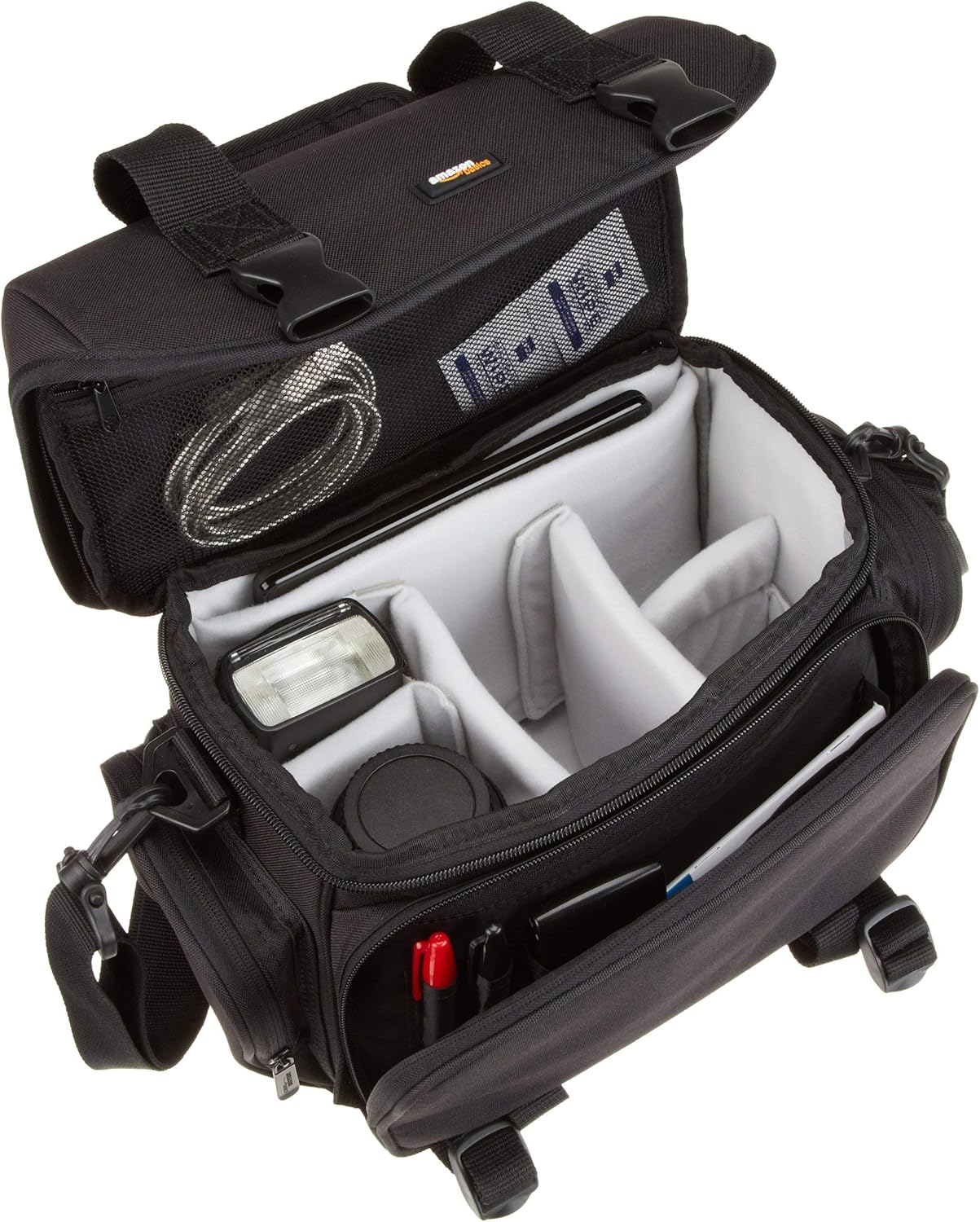 Amazon Basics Large DSLR Gadget Bag, Black with Grey Interior - Image 2